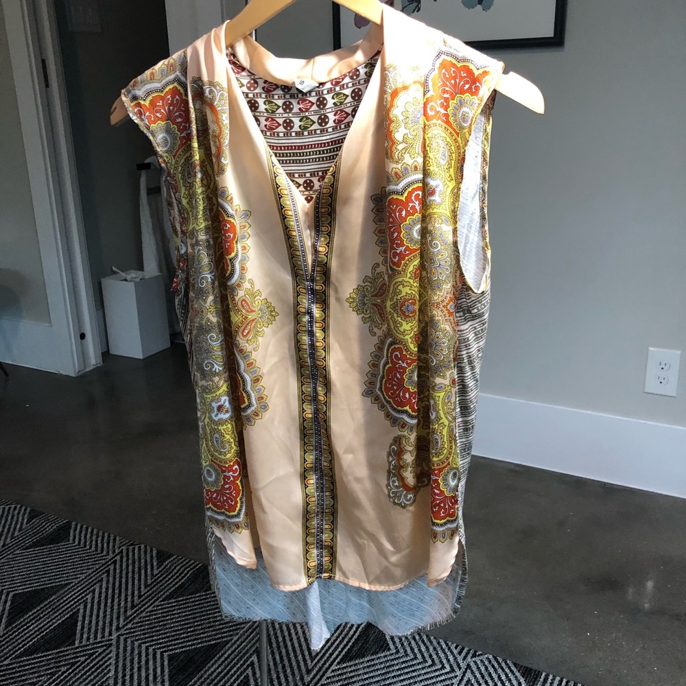 Mixed Media Anthropologie Sleeveless Blouse